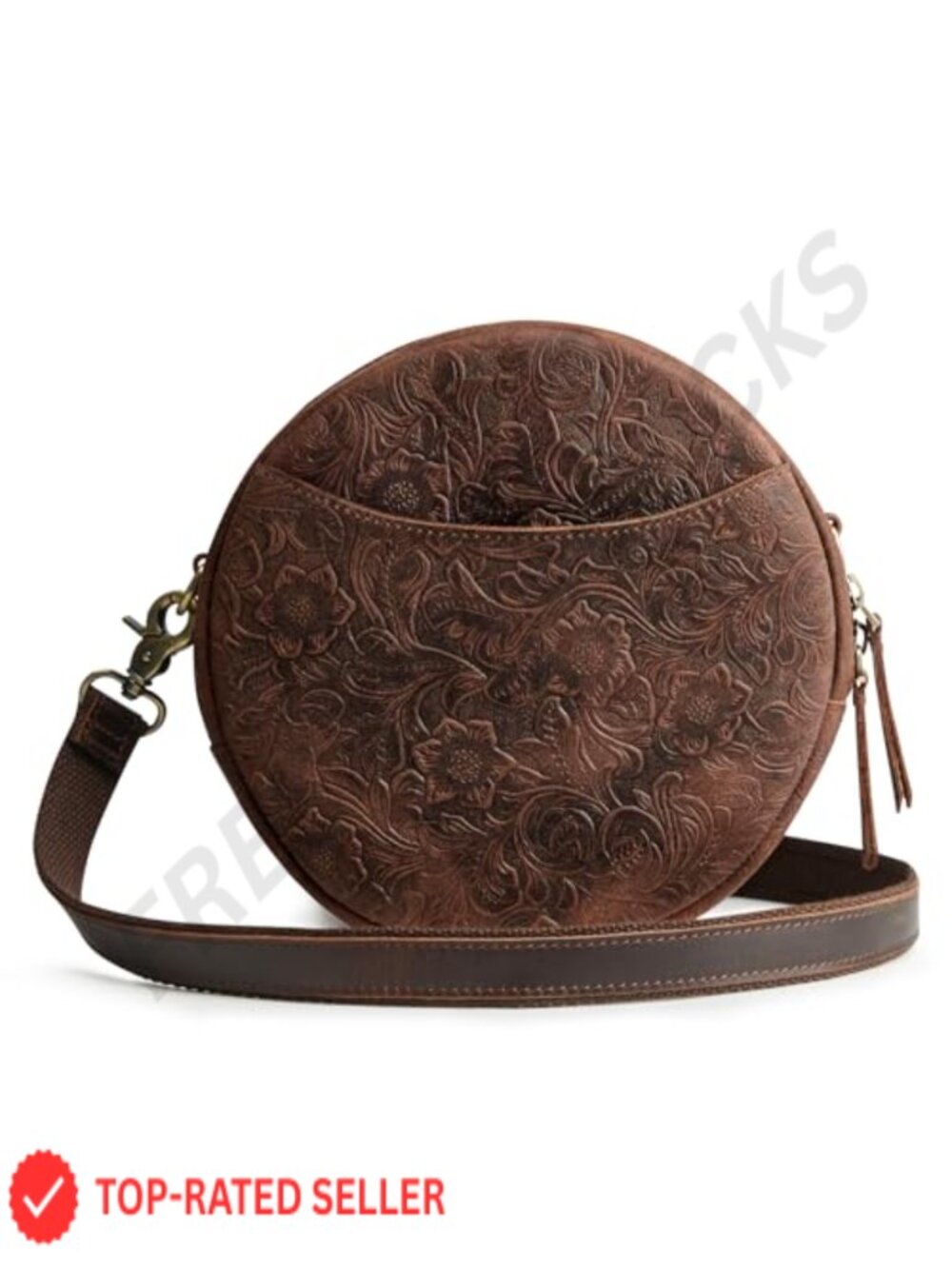 Leather Crossbody Bag Circle Shoulder Round Purse Travel